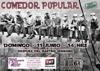 Comedor Popular, domingo 11 de junio, 14 hrs.