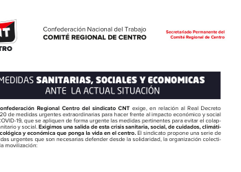 Medidas sanitarias, sociales y económicas ante la actual situación