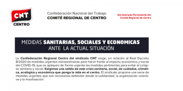 Medidas sanitarias, sociales y económicas ante la actual situación