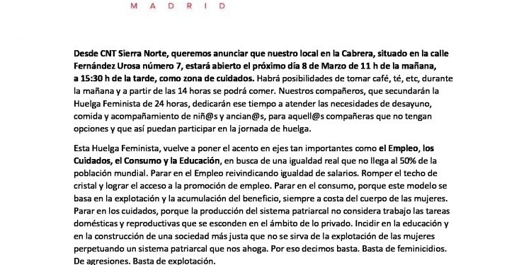 Espacio de cuidados 8M